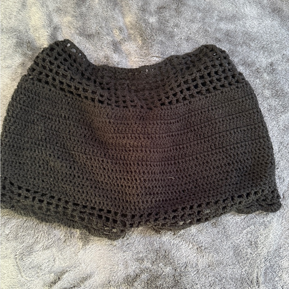 Elegant Black Crochet Swim Coverup